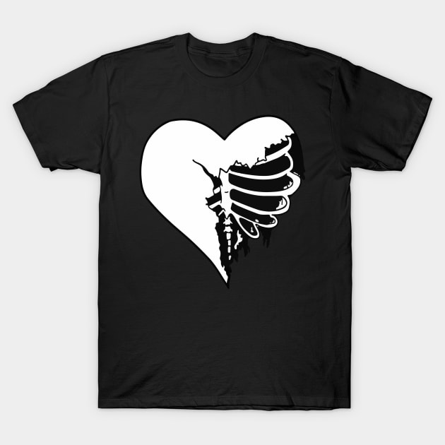 Skeleton Heart Emo Love Gothic Grunge Tattoo skull Halloween T-Shirt by Prolifictees